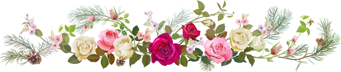 Pink, white, and red roses are among the flowers in this arrangement.